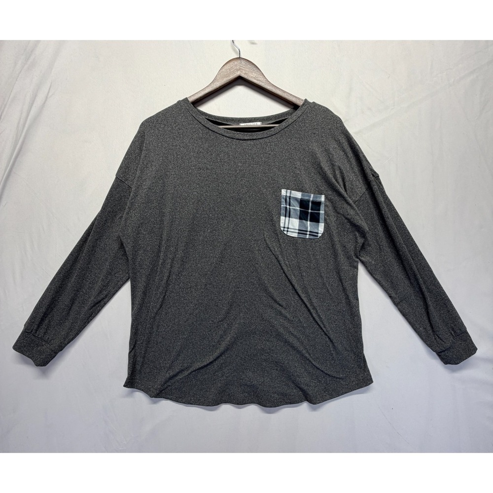 Ekouaer‎ Sleepshirt Womens Large Heather Gray Round Neck Drop Shoulder Casual
